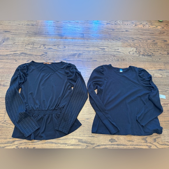 Set of 2 Black Long Sleeve Tops – Size Medium (One NWT) - Picture 1 of 5